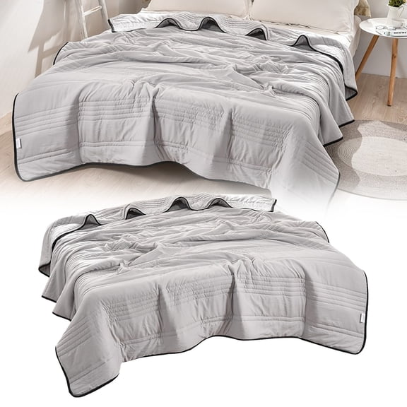 Cooling Comforter Queen Size, Cooling Blankets for Hot Sleepers and Night Sweats, Blue Summer Comforter for Queen Size Bed, Breathable Soft Lightweight Silk Smooth, 59.06x78.74"