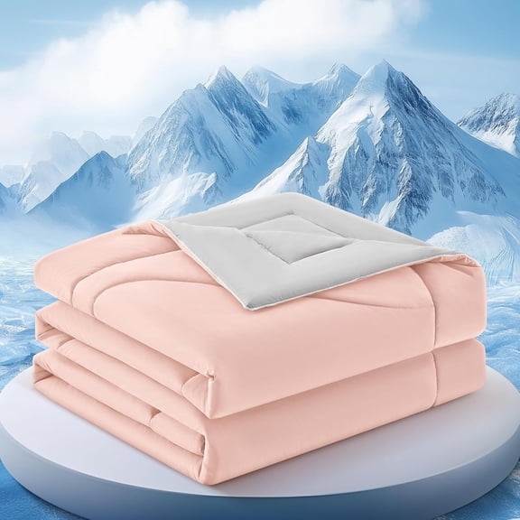 Cooling Comforter Queen Size Double-Sided Breathable Ice Blanket Lightweight Cold Blanket 80x90 Inches Pink