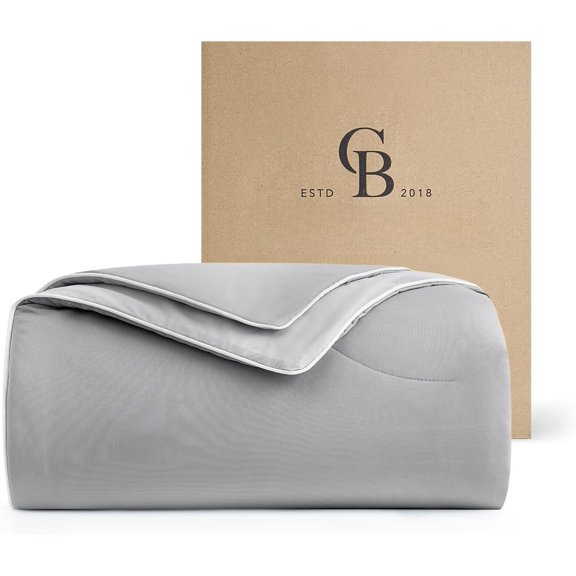 Cooling Comforter Size Dual-Sided, Ultra-Soft Cooling Blankets for Hot Sleepers and Night Sweats, Breathable Lightweight Silky Smooth, Cool Grey