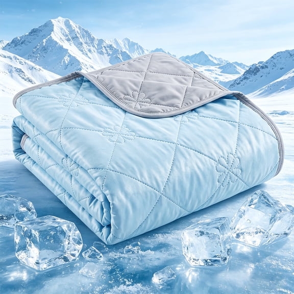 JUANGU Cooling Blanket, Lightweight Summer Cold Comforter for Hot Sleepers, Cooling for Bed Couch Sofa, Blue Summer Comforter 60" 80"