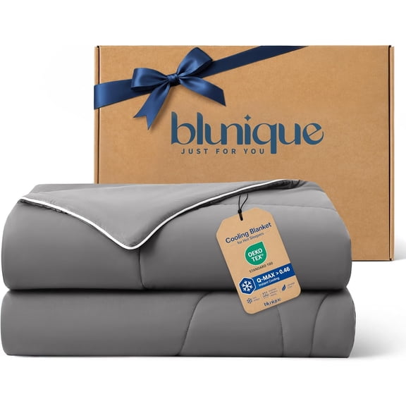 Cooling Comforter Twin 60x90 Inches Grey Double-Sided Cooling Fabric Lightweight Breathable