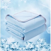 Cooling Comforter Twin Size, Double-Sided Cooling Tech Fabric Blanket for Hot Sleepers and Night Sweats, All-Season Breathable Lightweight Comforter, Light Blue