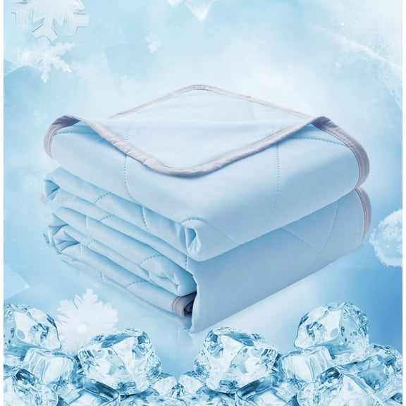 Cooling Comforter Twin Size, Double-Sided Cooling Tech Fabric Blanket for Hot Sleepers and Night Sweats, All-Season Breathable Lightweight Comforter, Light Blue