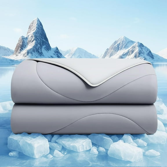 Cooling Comforter Twin Size, Cooling Blankets for Hot Sleepers and Night Sweats, Double Sided Cool Q-Max>0.45, Lightweight and Breathable Absorb Heat Soft Summer Ice Blanket 68"×90" Inches, Gray