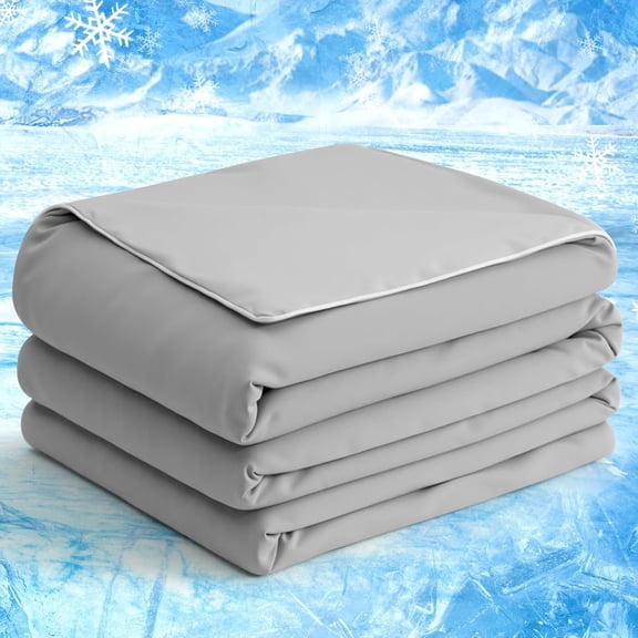 Cooling Comforter / XL, Cooling Blanket for Hot Sleepers, Lightweight & Breathable Double-Sided Summer Comforter with Q-Max > 0.4 Technology for Night Sweats, 68X90 Inches, Grey