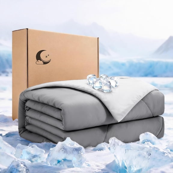 Cooling Comforter / XL Size with 2 Pillowcases Set, Soft Cooling Blanket for Hot Sleeper, Lightweight Summer Quilt, Cold Ice Feeling Double Side Bed Set for Dorm Room, 68"X90"