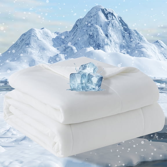 Cooling Comforter for Hot Sleepers - All-Season Breathable Lightweight Bedding with Cooling Technology White Queen(90"*90")