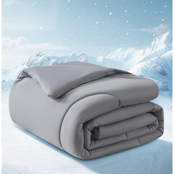 Cooling Comforter for Hot Sleepers Full Queen Size Lightweight Double-Sided Breathable Blanket Dark Grey 90" x 90"