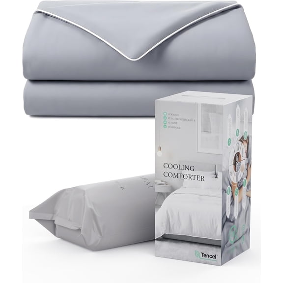 Cooling Comforter for Hot Sleepers Lightweight All-Season Duvet Insert Queen 90"x90" Mist Gray