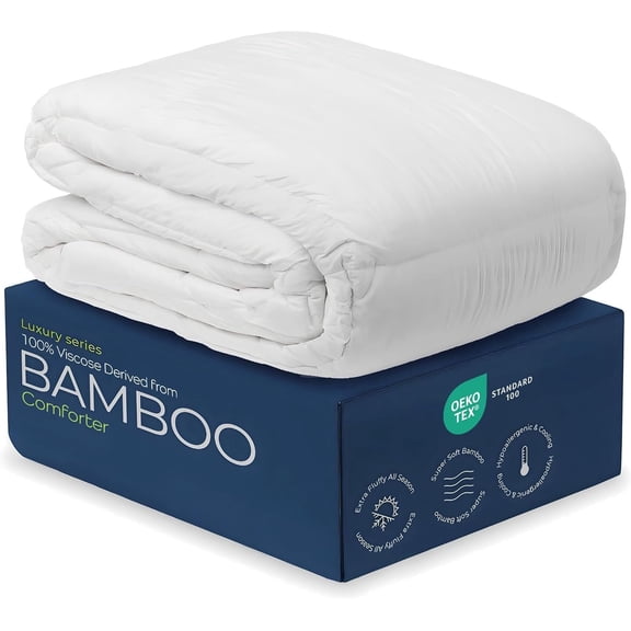 Cooling Comforter from Viscose - - , Breathable & Wicking Bedding - Season Lightweight Plush - White Comforter - 116"x98"