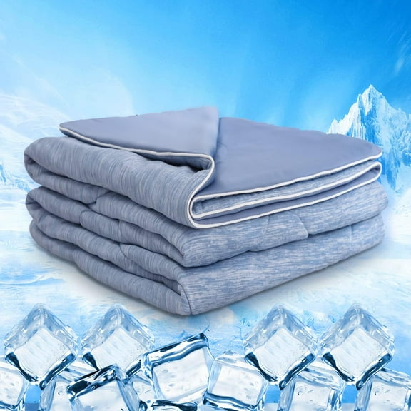 Cooling Comforters Queen Size for Night Sweates Hot Sleepers Hot Flashes - MH MYLUNE HOME Arc-Chill Double Sided Summer Comforter for Bed Couch, Machine Washable, Blue 79"x86"