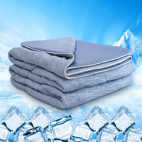 Cooling Comforters Queen Size for Night Sweates Hot Sleepers Hot Flashes - MH MYLUNE HOME Arc-Chill Double Sided Summer Comforter for Bed Couch, Machine Washable, Blue 79"x86"