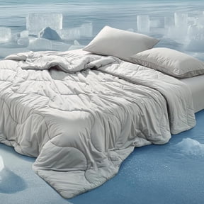 Cooling Comforters Queen Size Set 4 Pieces, Grey Cooling Blanket for Hot Sleepers, Double-Sided Cool Tech