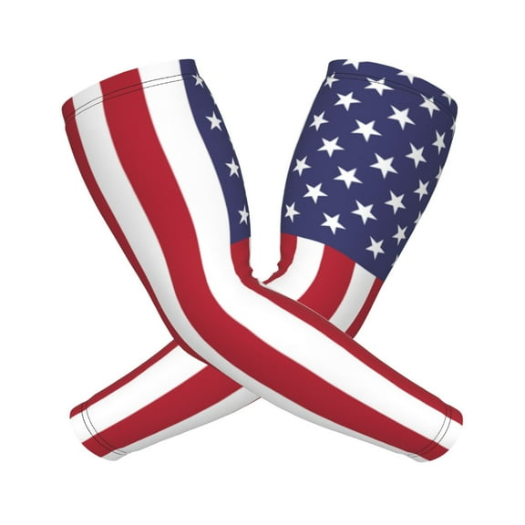 Cooling Compression Arm Sleeves America Flag Sun Protection Sport Arm Sleeves For Men Women Baseball Basketball Running