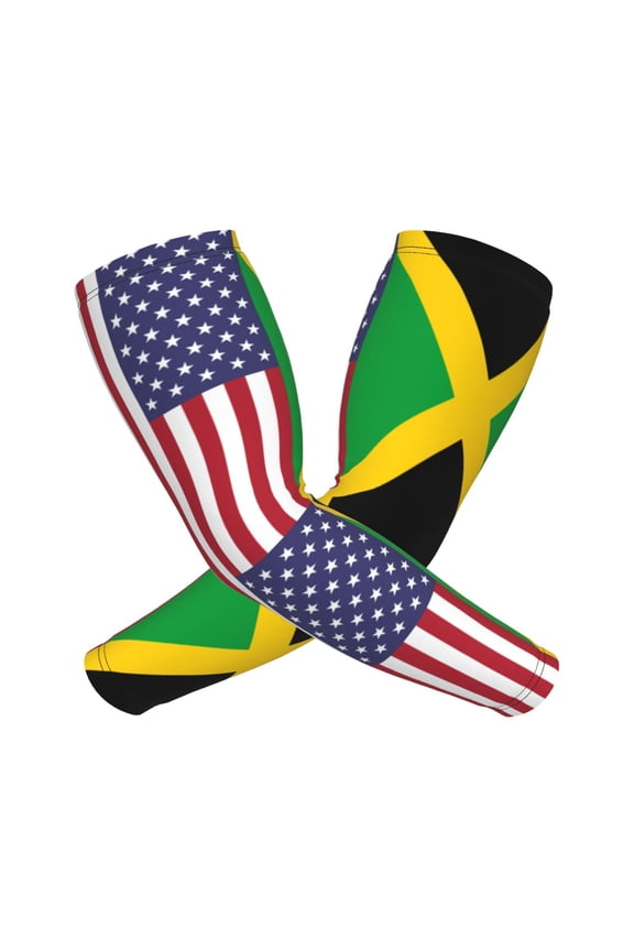 Cooling Compression Arm Sleeves America Jamaica Flag Sun Protection Sport Arm Sleeves For Men Women Baseball Basketball Running