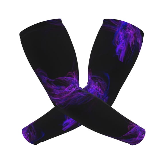 Cooling Compression Arm Sleeves Black Purple Abstract Sun Protection Sport Arm Sleeves For Men Women Baseball Basketball Running