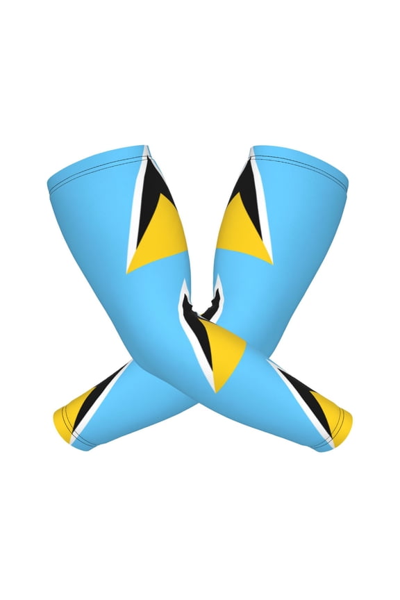 Cooling Compression Arm Sleeves Flag Of Saint Lucia Sun Protection Sport Arm Sleeves For Men Women Baseball Basketball Running