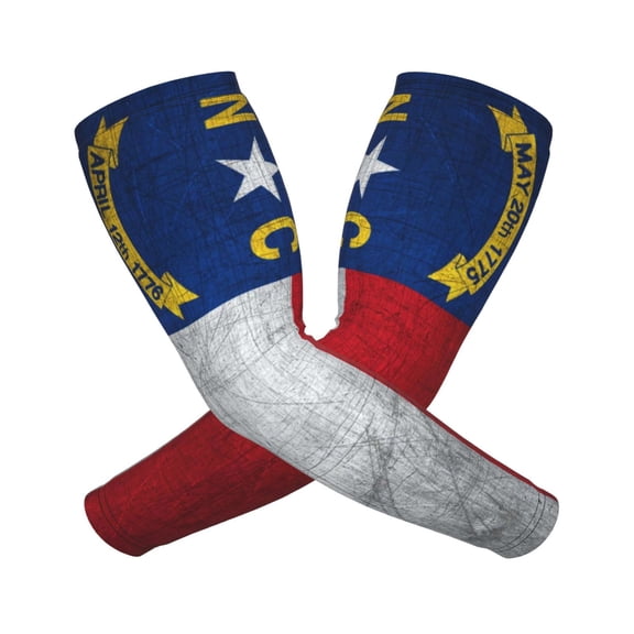 Cooling Compression Arm Sleeves North Carolina Flag Sun Protection Sport Arm Sleeves For Men Women Baseball Basketball Running
