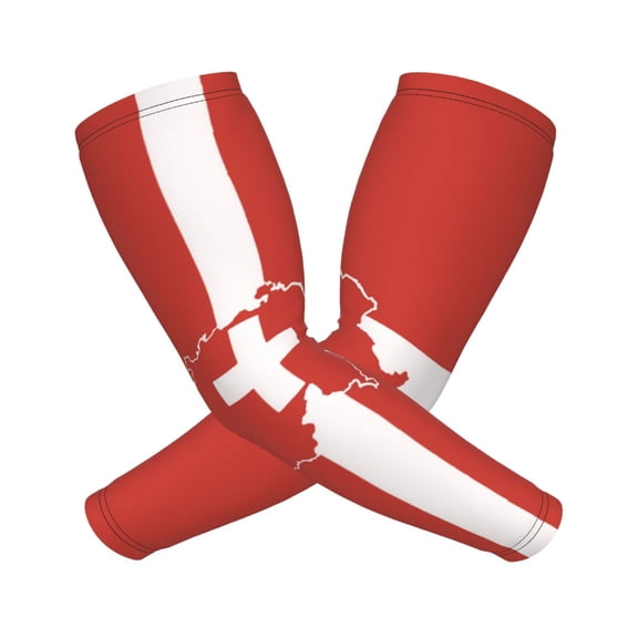 Cooling Compression Arm Sleeves Switzerland Swiss Map Flag Sun Protection Sport Arm Sleeves For Men Women Baseball Basketball Running