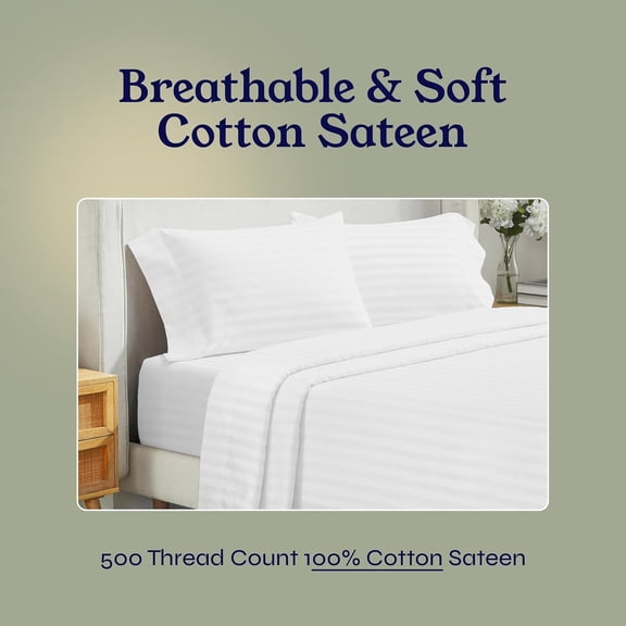 Cooling Cotton Full Sheet Set 4 Piece Deep Pocket Fit Hotel Style Luxury Bedding Soft Comfortable Sleep Solution for Adults Pure White