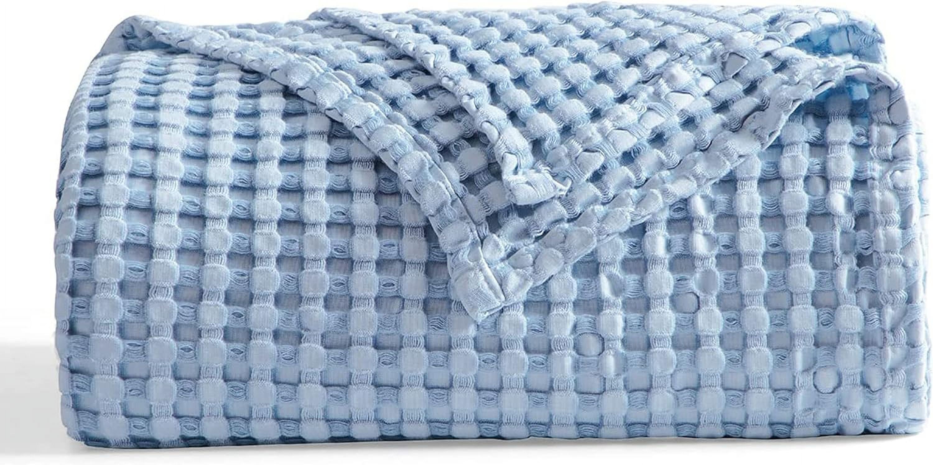 Sky Blue Cotton Waffle King Size Cooling Blanket