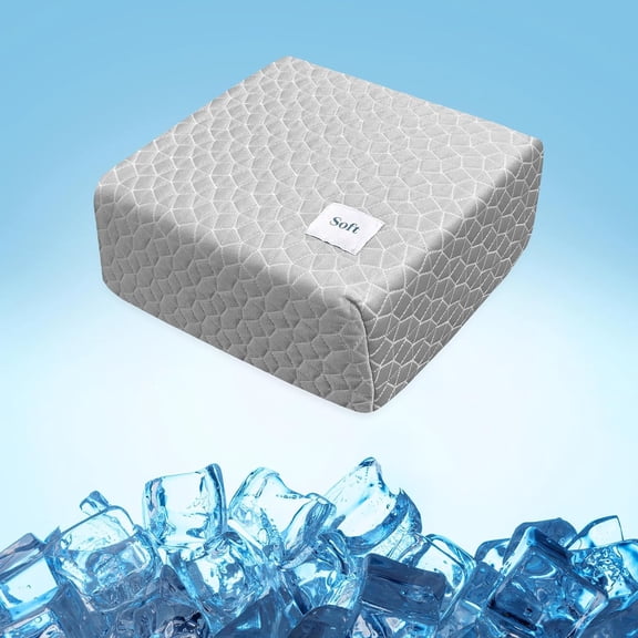 Cooling Cube Pillow for Side Sleepers with Adjustable Firmness Memory Foam 12"x12"x5" Grey