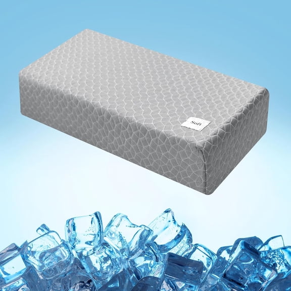 Cooling Cube Pillow for Side Sleepers with Adjustable Firmness Memory Foam 24"x12"x5" Grey