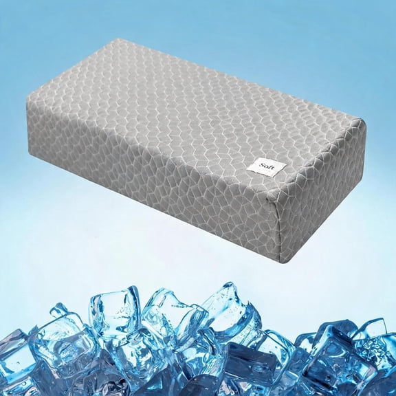 Cooling Cube Pillow for Side Sleepers with Memory Foam and Adjustable Firmness 24"x12"x5" Grey