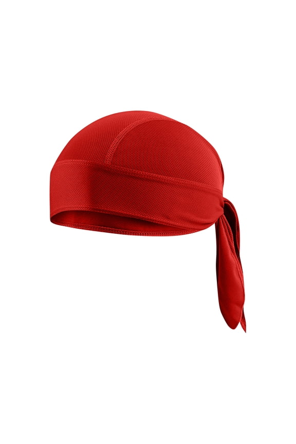 Cooling Do Rag Skull Cap Helmet Liner, Sweat Head Wraps Bandanas for Men Running Cycling Motorcycle Red One Size