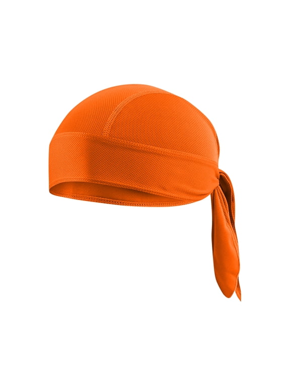 Cooling Do Rag Skull Cap Helmet Liner, Sweat Head Wraps Bandanas for Men Running Cycling Motorcycle Saffron One Size
