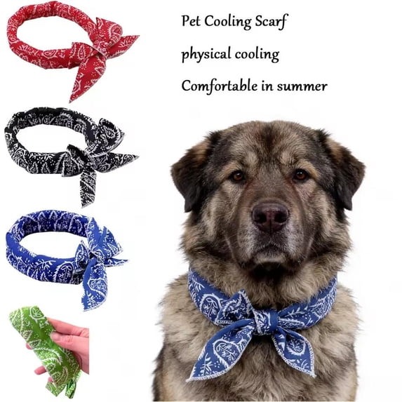 Cooling Dog Bandana Scarf, Reusable Summer Cooling Pet Neck Wrap for Heat Relief & Heatstroke Prevention, Lightweight Chilling Dog Scarf for Outdoor Walking, Travel & Grooming