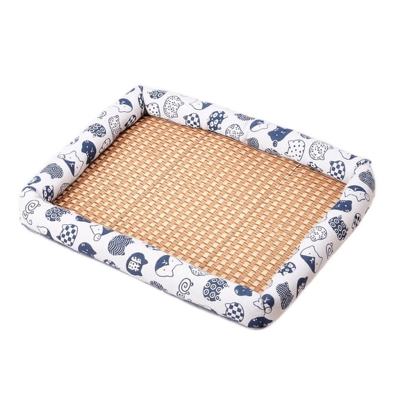 Cooling Dog Bed Dog Cooling Bed Woven Rattan Summer Linen Pet Nest Cool Mat for Small Medium Pets Indoor Home Use Single Piece