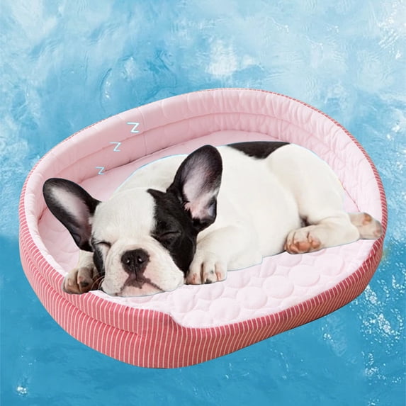 Cooling Dog & Cat Bed for Summer, 20x15 Inch Mattress with Removable Pad & Non-Slip Bottom, Machine Washable Soft Pet Mat Pink