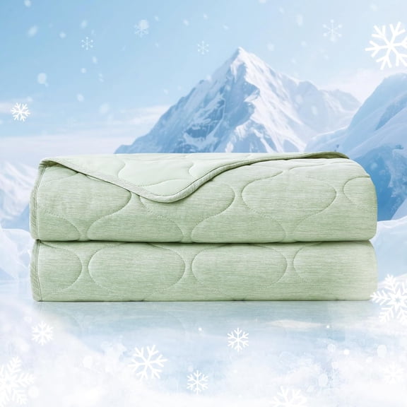 Cooling Dual-Sided Blanket for Hot Sleepers, Q-Max>0.46 Lightweight Soft Breathable Bed Blanket, Double Side Cooling Throw for Night Sweats (Sage Green, 50"x70")