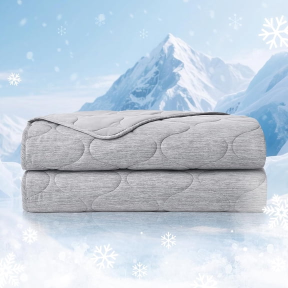 Cooling Dual-Sided Blanket for Hot Sleepers, Q-Max>0.46 Lightweight Soft Breathable All Seasons Double Side Cooling Throw for Night Sweats (Silver Grey, 50"x70")