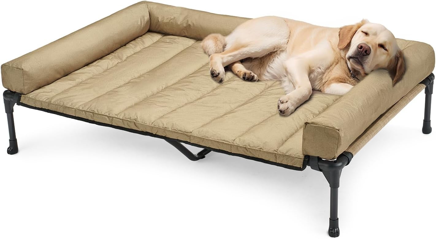 Cooling Elevated Dog Bed Add Removable Waterproof Bolster Cushion Mat ...