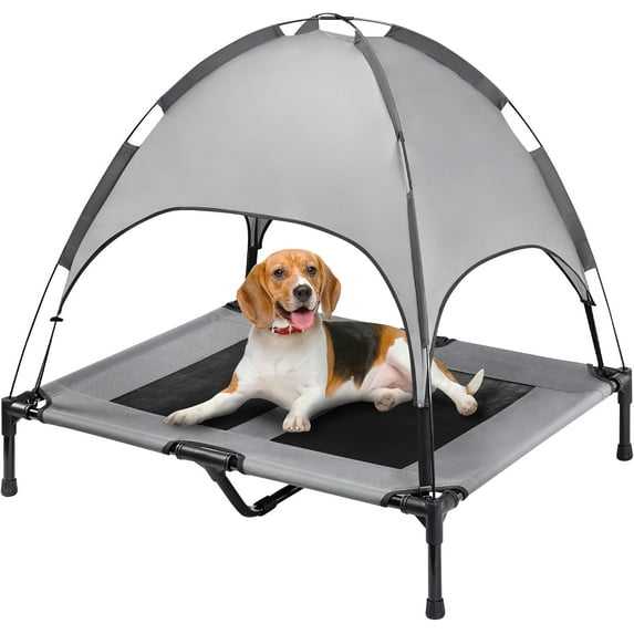 Cooling Elevated Dog Bed with Canopy,36in Waterproof Raised Pet Cot, Portable Outdoor Dog Bed with Extra Carrying Bag, Cooling Dog Canopy for Large Dogs(36"*30")