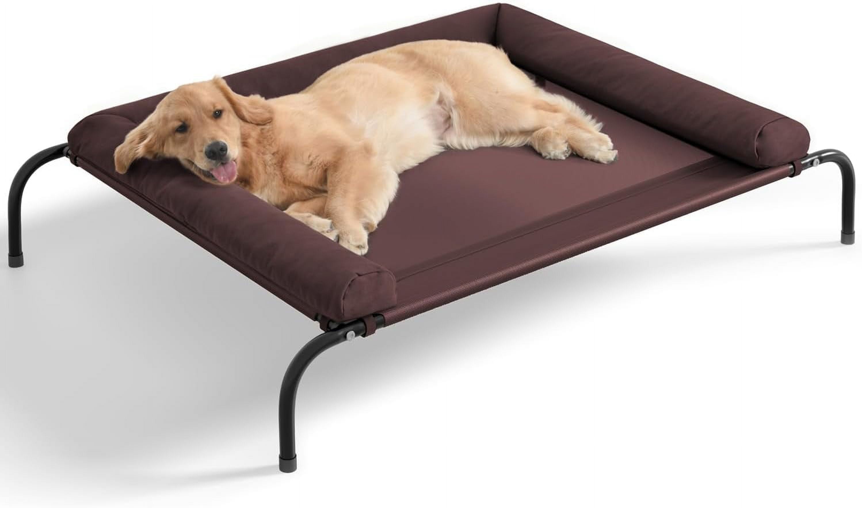 Cooling Elevated Dog Bed for Large Dogs, Portable Indoor & Outdoor Raised Dog Bed with Breathable Mesh, Chew Proof Pet Hammock Cots with Removable and Waterproof Bolsters