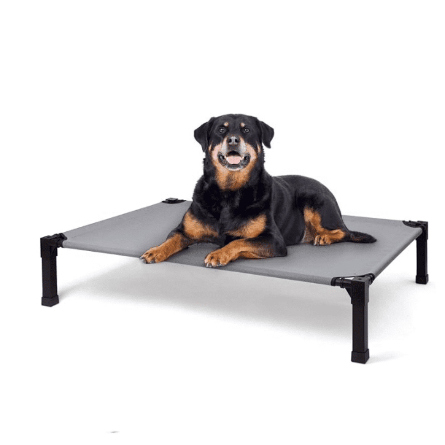 Cooling Elevated Dog Bed, Raised Dog Bed with Washable Breathable Mesh and Metal Frame, Portable Dog Cot Bed with No-Slip Feet for Outdoor and Indoor Use, Grey