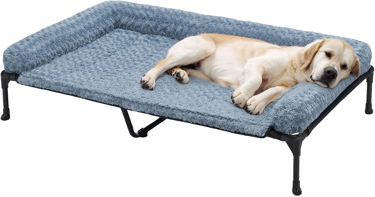 Cooling Elevated Dog Bed + Removable Deluxe Plush Pillow Cushion ...