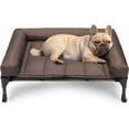 thumbnail image 1 of Cooling Elevated Dog Bed + Waterproof Removable Pillow-Top Mat, Bolster Dog Cot Bed, Raised Dog Bed with Breathable Mesh, No-Slip Feet, Dog Sofa Bed for Indoor Outdoor, Medium, Brown, 1 of 14