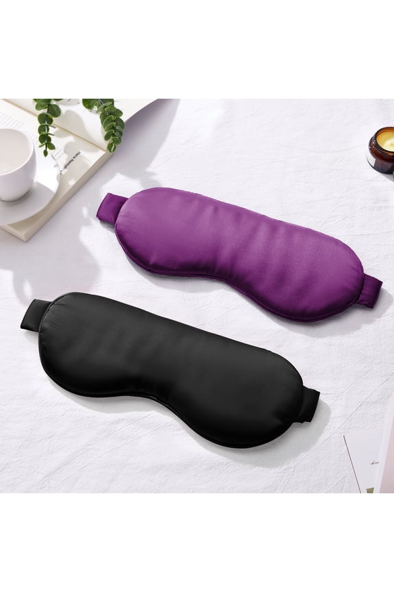 Cooling Eye Mask 2 Packs - Gel Ice Pack for Dark Circles, Adjustable Band (Purple Black)