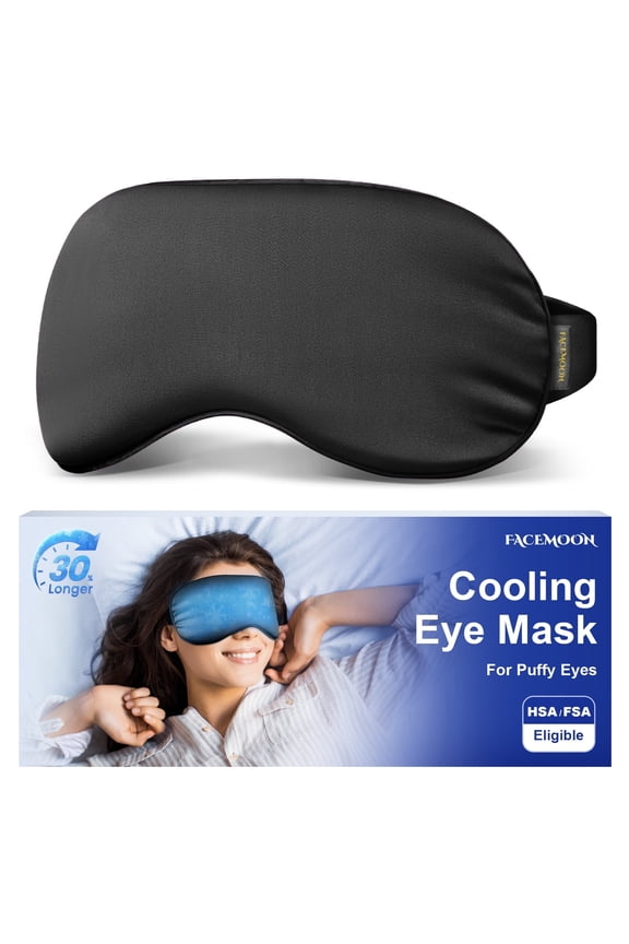 Cooling Eye Mask for Puffy Eyes - FSA HSA Eligible, Cold Compress for Migraines Headache and Puffiness, Relaxation Gifts for Women, Gel Sleep Mask for Dark Circles, Reusable Face Ice Pack(Black)