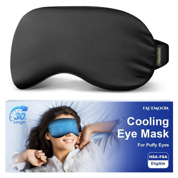 Cooling Eye Mask for Puffy Eyes - FSA HSA Eligible, Cold Compress for Migraines Headache and Puffiness, Relaxation Gifts for Women, Gel Sleep Mask for Dark Circles, Reusable Face Ice Pack(Black)