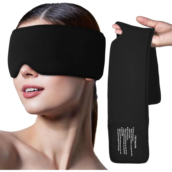Cooling Eye Mask with Ice Gel: For Puffy Eyes Surgery Migraine, Stay Cold Comfy, Cold Compress Pack for tired eye, Headache Dark Circles Sleep, Soft Flexible Adjustable(Black)