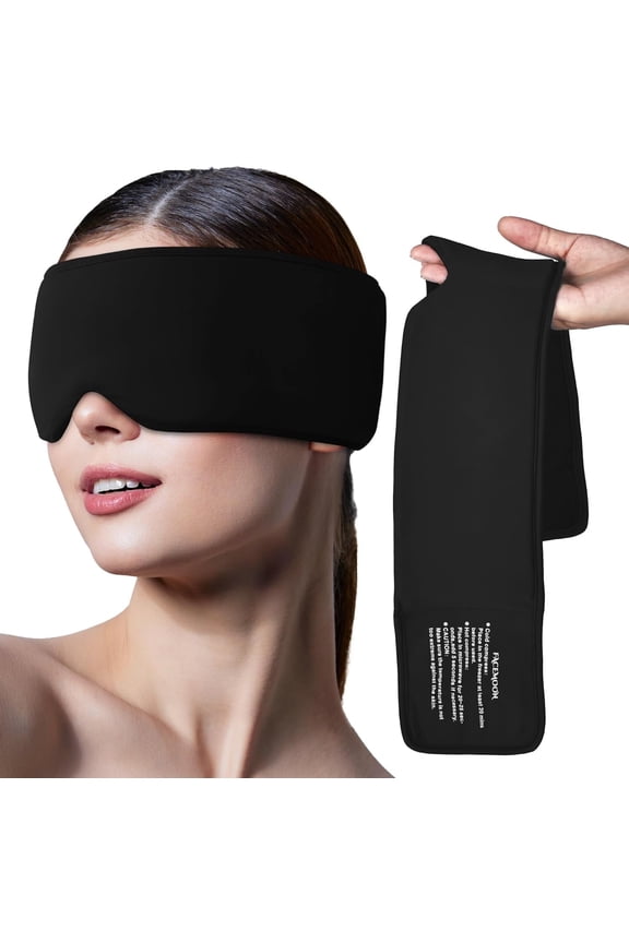 Cooling Eye Mask with Ice Gel: For Puffy Eyes Surgery Migraine, Stay Cold Comfy, Cold Compress Pack for tired eye, Headache Dark Circles Sleep, Soft Flexible Adjustable(Black)