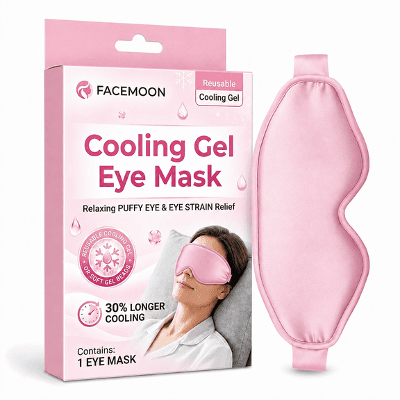 Cooling Eye Mask for Puffy Eyes, Cold Compress for Migraines Headache and Puffiness, Relaxation Gifts for Women, Gel Sleep Mask for Dark Circles, Reusable Face Ice Pack(Pink)