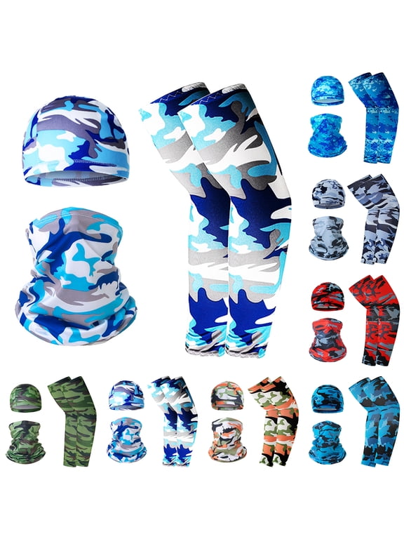 Cooling Face Mask UV Protection Neck Gaiter Set for Men and Women Breathable Summer Camo Sun Hood Bandana Quick-Dry Moisture-Wicking Fabric One Size Fits All,Green