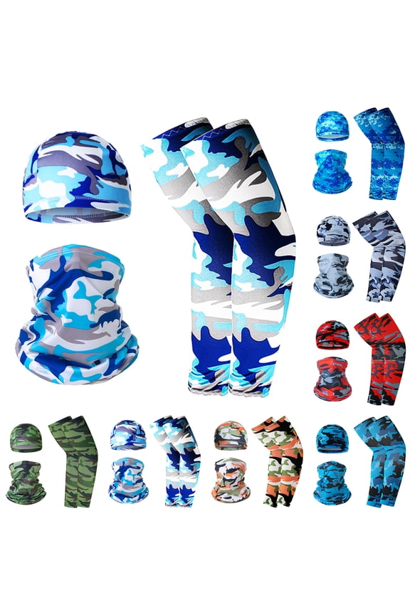 Cooling Face Mask UV Protection Neck Gaiter Set for Men and Women Breathable Summer Camo Sun Hood Bandana Quick-Dry Moisture-Wicking Fabric One Size Fits All,Green