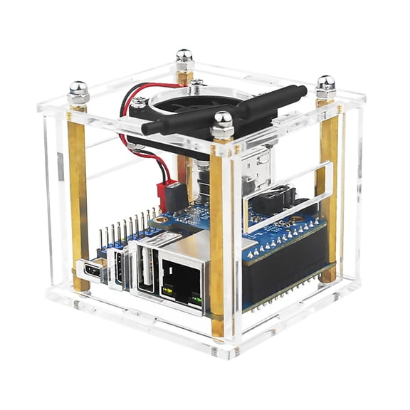 Cooling Fan Acrylic Case for Orange Pi Zero 3 Clear, Fully Vented, Easy Access to Ports
